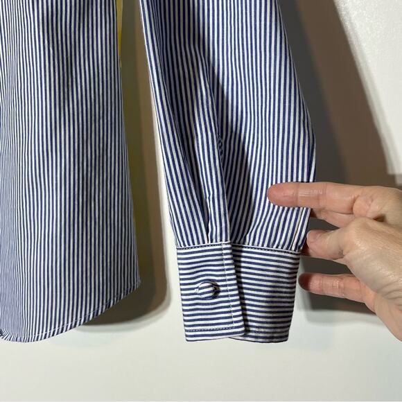Harvey Faircloth Blue Striped Shirt with Yellow Back Size 4 EUC - Picture 6 of 9